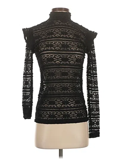 Pre-owned Melrose And Market Long Sleeve Top Black Solid Pattern Turtleneck Tops