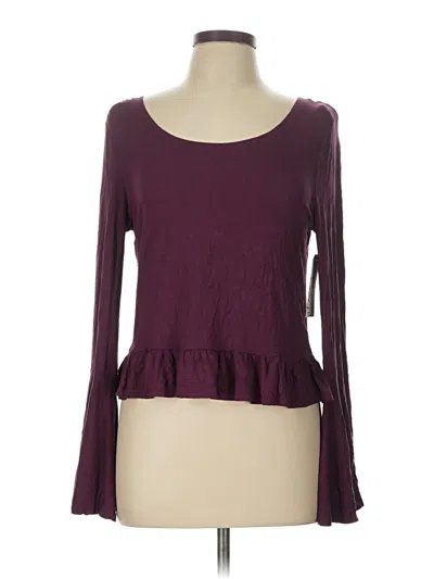 Pre-owned Melrose And Market Long Sleeve Top Burgundy Sweetheart Neckline Tops