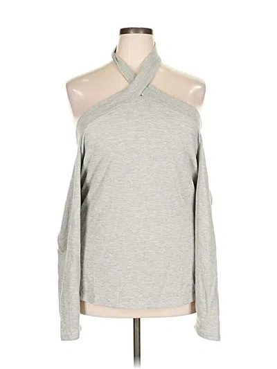 Melrose And Market Long Sleeve Top Gray Cold Shoulder Neckline Tops