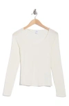 Melrose And Market Long Sleeve V-neck T-shirt In Ivory