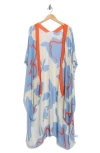 Melrose And Market Melrose & Market Printed Ruana In Blue