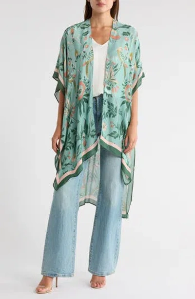 Melrose And Market Melrose & Market Printed Ruana In Green
