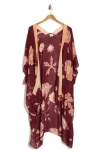 Melrose And Market Melrose & Market Printed Ruana In Burgundy Floral
