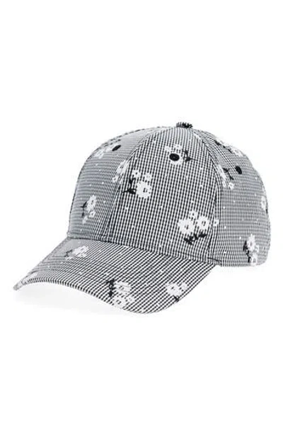 Melrose And Market Minicheck Flower Adjustable Baseball Cap In Gray
