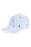 Melrose And Market Minicheck Flower Adjustable Baseball Cap In Blue Combo