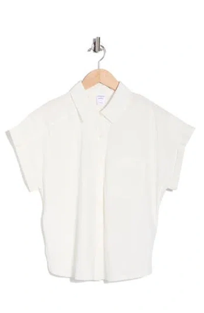 Melrose And Market Mixed Media Button-up Shirt In White