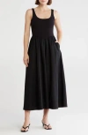 Melrose And Market Mixed Media Tank Dress In Black