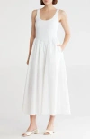 Melrose And Market Mixed Media Tank Dress In White