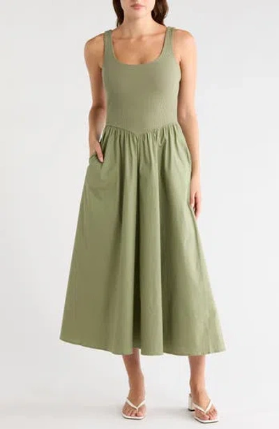 Melrose And Market Mixed Media Tank Dress In Brown