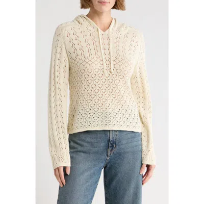 Melrose And Market Open Stitch Hooded Sweater In Neutral