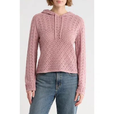Melrose And Market Open Stitch Hooded Sweater In Pink