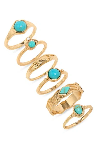 Melrose And Market Pack Of 6 In Turquoise- Gold