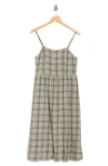 Melrose And Market Plaid Midi Dress In Olive- Ivory Judy Plaid