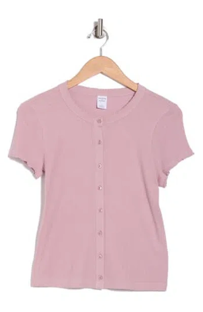 Melrose And Market Pointelle Button-up Sweater In Purple Shade