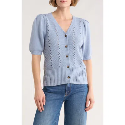Melrose And Market Pointelle Sweater Cardigan In Multi