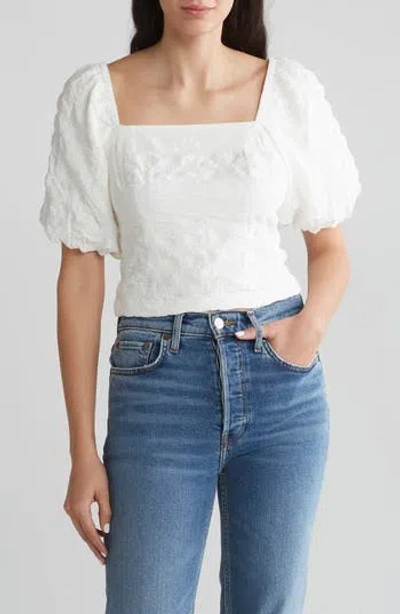Melrose And Market Puff Sleeve Crop Top In Ivory Cloud