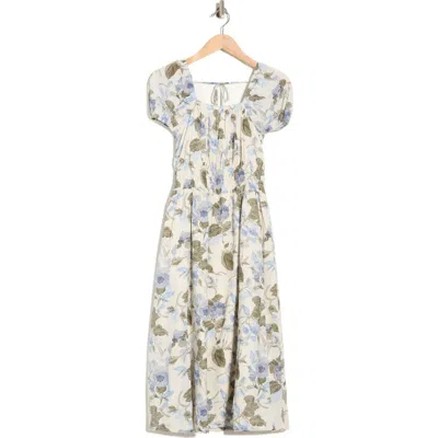 Melrose And Market Puff Sleeve Midi Dress In Neutral