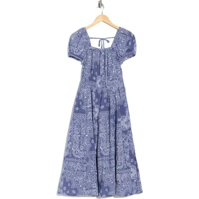Melrose And Market Puff Sleeve Midi Dress In Blue