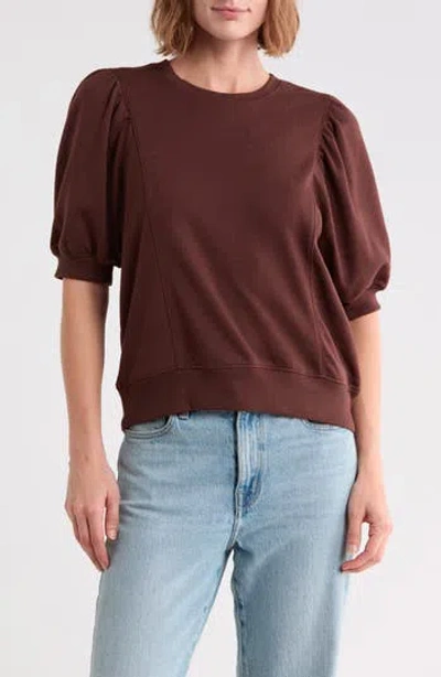 Melrose And Market Puff Sleeve Sweatshirt In Burgundy