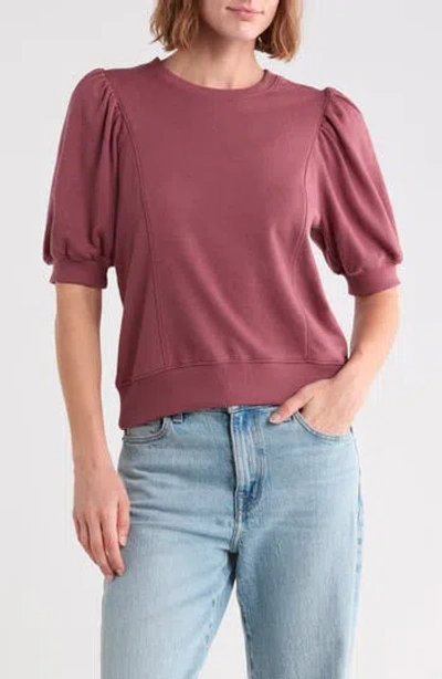 Melrose And Market Puff Sleeve Sweatshirt In Burgundy