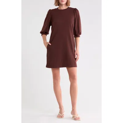 Melrose And Market Puff Sleeve Sweatshirt Minidress In Brown