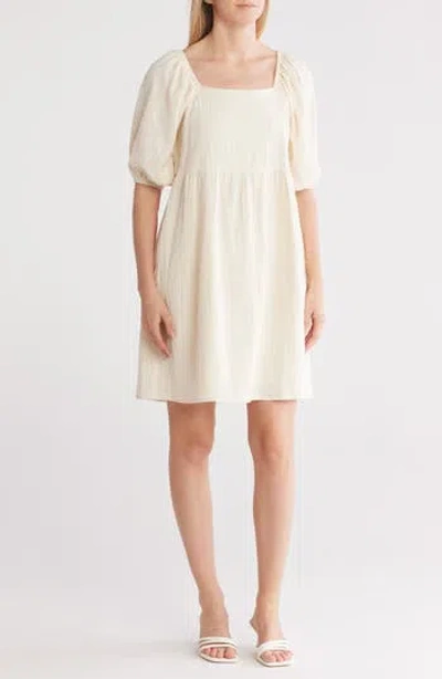 Melrose And Market Puff Sleeve Textured Dress In Ivory Dove