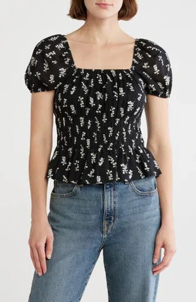 Melrose And Market Puff Sleeve Top In Black