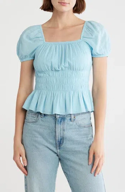 Melrose And Market Puff Sleeve Top In Blue