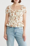 Melrose And Market Puff Sleeve Top In Neutral