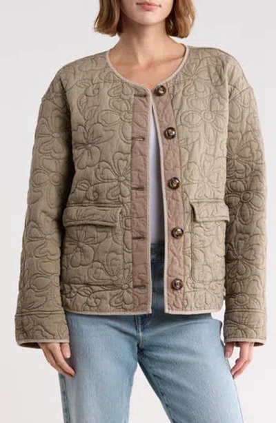 Melrose And Market Quilted Cotton Jacket In Gray