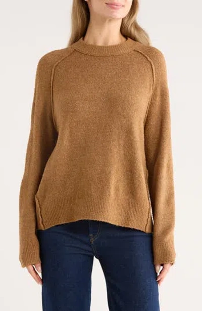 Melrose And Market Raglan Crewneck Sweater In Brown