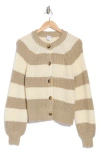 Melrose And Market Relaxed Stripe Cardigan In Chia- Ivory Anna Stripe