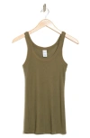 Melrose And Market Rib Scoop Neck Tank In Olive Kalamata