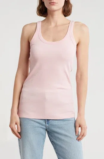 Melrose And Market Rib Scoop Neck Tank In Pink Coral