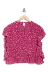 Melrose And Market Ruffle Cap Sleeve Chiffon Popover Top In Pink