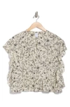 Melrose And Market Ruffle Cap Sleeve Chiffon Popover Top In Brown