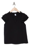 Melrose And Market Ruffle Cap Sleeve Top In Black