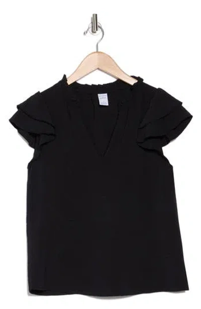 Melrose And Market Ruffle Cap Sleeve Top In Black