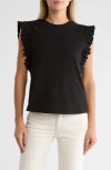 Melrose And Market Ruffle Cap Sleeve Top In Black