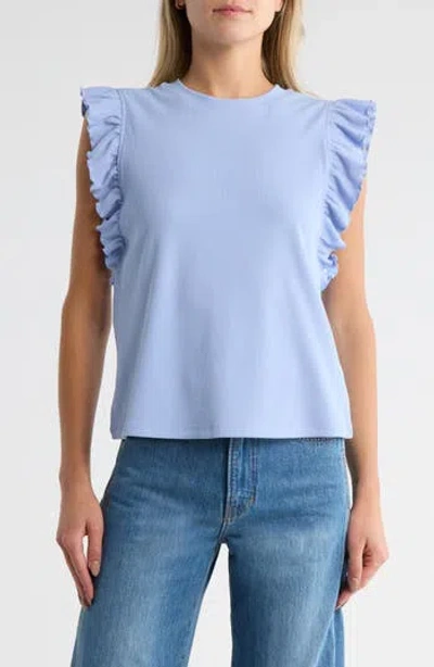 Melrose And Market Ruffle Cap Sleeve Top In Blue