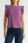 Melrose And Market Ruffle Cap Sleeve Top In Purple