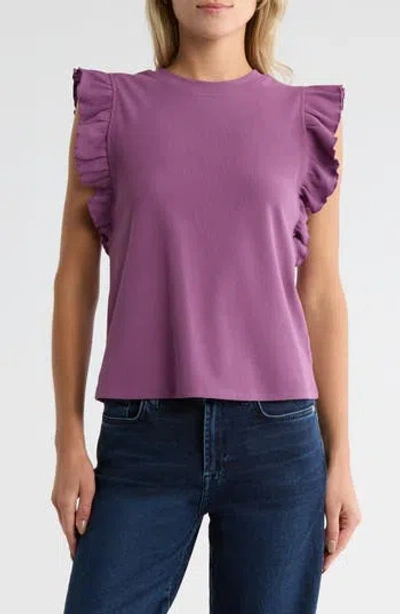 Melrose And Market Ruffle Cap Sleeve Top In Purple