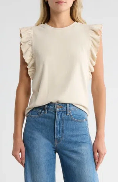 Melrose And Market Ruffle Cap Sleeve Top In White