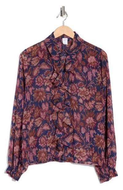 Melrose And Market Ruffle Chiffon Button-up Shirt In Multi