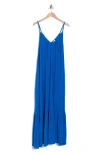 Melrose And Market Ruffle Hem Gauze Maxi Slipdress In Blue