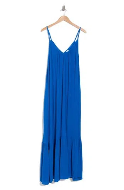 Melrose And Market Ruffle Hem Gauze Maxi Slipdress In Blue
