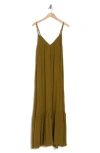 Melrose And Market Ruffle Hem Gauze Maxi Slipdress In Green