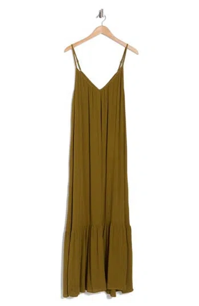 Melrose And Market Ruffle Hem Gauze Maxi Slipdress In Green