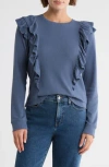 Melrose And Market Ruffle Shoulder Knit Top In Blue