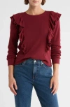 Melrose And Market Ruffle Shoulder Knit Top In Red